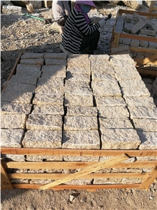 G682 Granite Brick Cube Stone Paver,Sun Golden Cobblestone