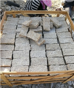 G682 Granite Cube Stone Paver,Rust Sesame China Cobble Stone Landscaping Wall Brick