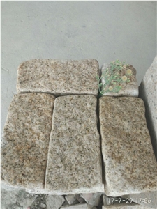 Stock G682 Granite Tumble Cube Stone Pavers,Giallo Garnet Beige Granite Brick Cobble Stone Paver