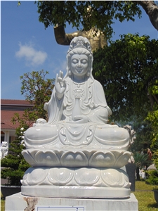 Handcarved Stone Bodhisattva Statue,White Marble