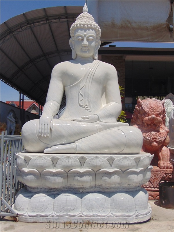 Handcarved Stone Buddhism Statue,White Marble Budha Statue