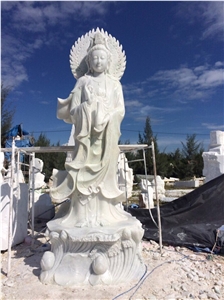 Standing Stone Bodhisattva Statue,White Marble Budha Sculpture