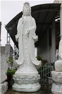 Standing Stone Bodhisattva Statue,White Marble Religious Statue