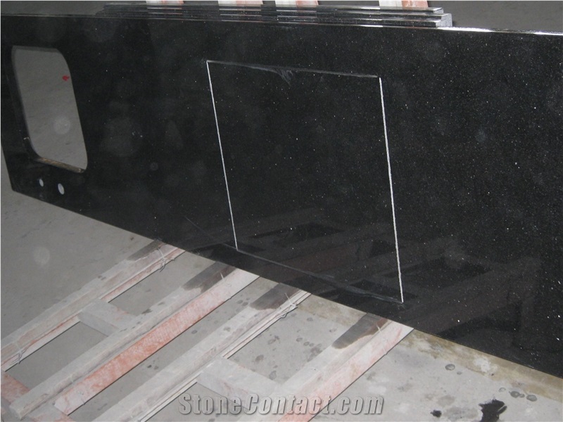 Absolute Black Galaxy Granite Kitchen Countertops
