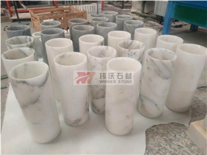 Arabescato Carrara White Marble Stone Flower Vases