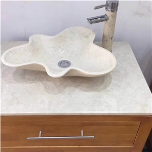 Beige Color Marble Undermount Kitchen Sink
