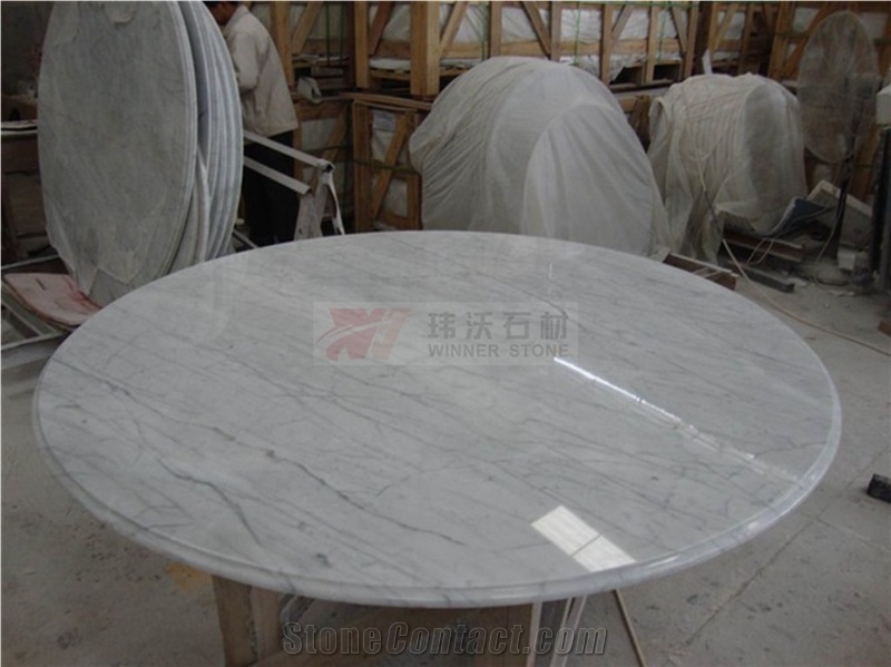 Bianco Statuarietto Marble White Round Table Tops