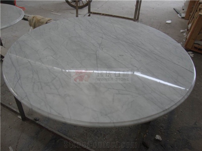 Bianco Statuarietto Marble White Round Table Tops
