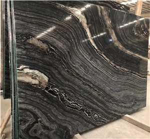Black Wooden Grain Marble Bookmatch Wall Tile