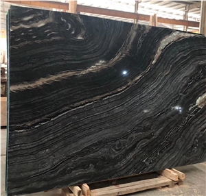 Black Wooden Grain Marble Bookmatch Wall Tile