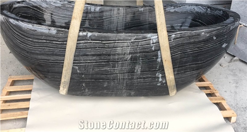 Black Wooden Vein Marble Stone Bath Tubs for Hotel