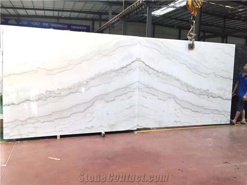 Book Matching Polished Guangxi White Marble Slab