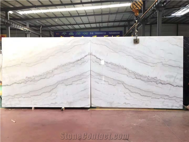 Bookmatch Polish China Carrara White Marble Slabs
