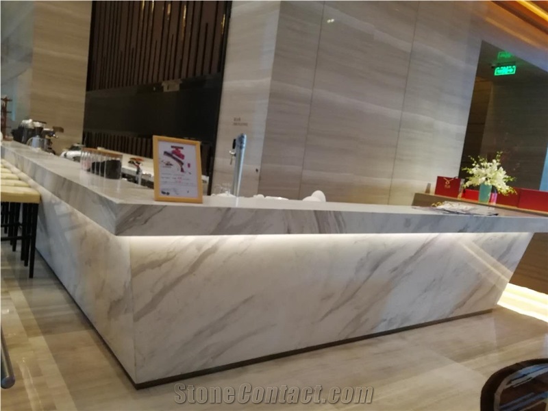 Branco Volakas Marble Reception Counter Table Tops