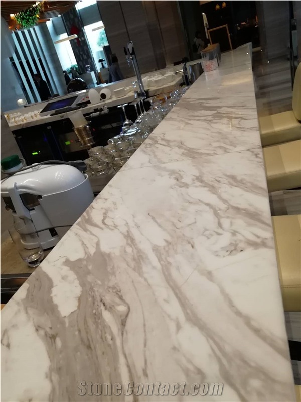 Branco Volakas Marble Reception Counter Table Tops