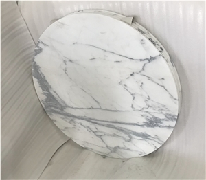 Cafe Round Table Tops, Arabescato White Marble Top