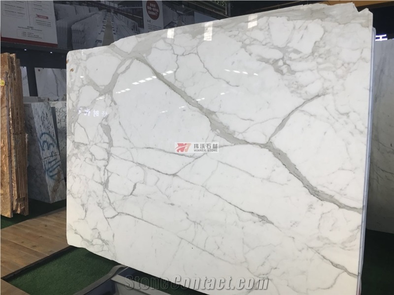 Calacatta Gold Extra White Bookmatch Marble Slab