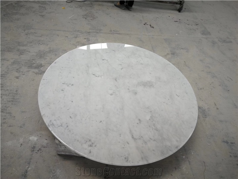 Carrara White Marble Color Round Marble Table Tops