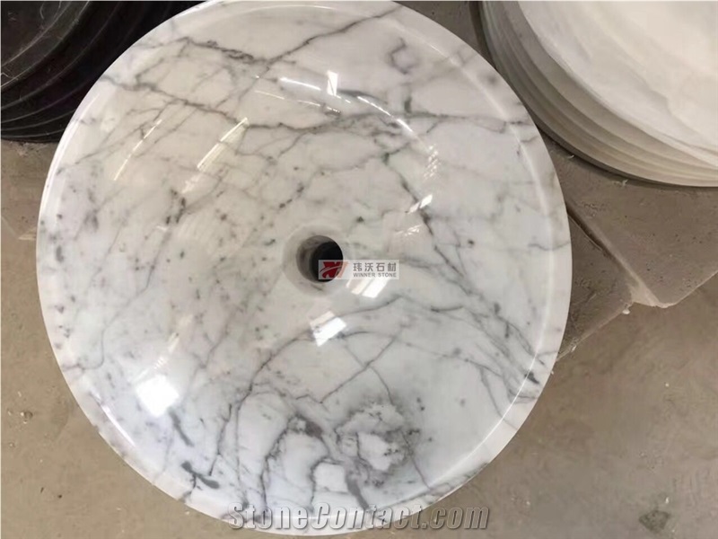 Carrara White Marble Kitchen Bathroom Sink