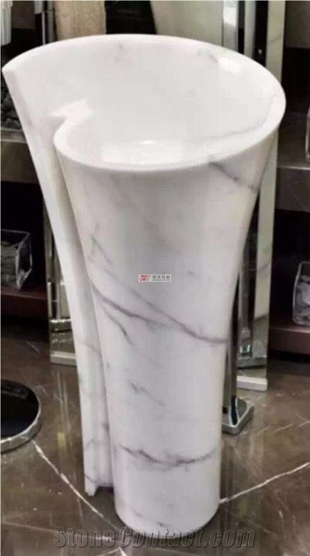 Carrara White Marble Kitchen Bathroom Sink