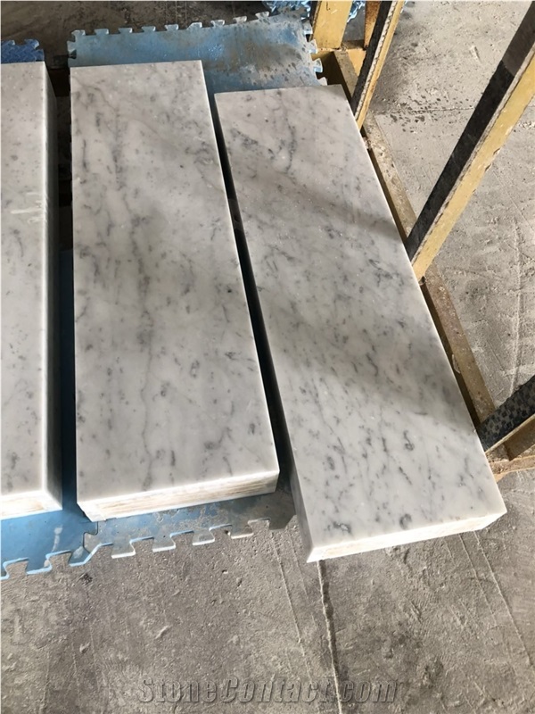 Carrara White Marble Stair Composite Polywood Tile