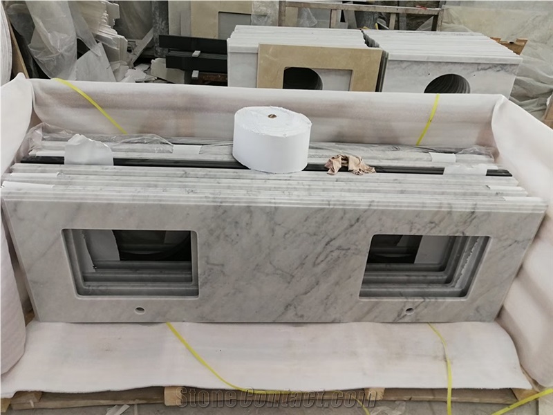 Carrera Marble Countertop with Double Sink Cutout
