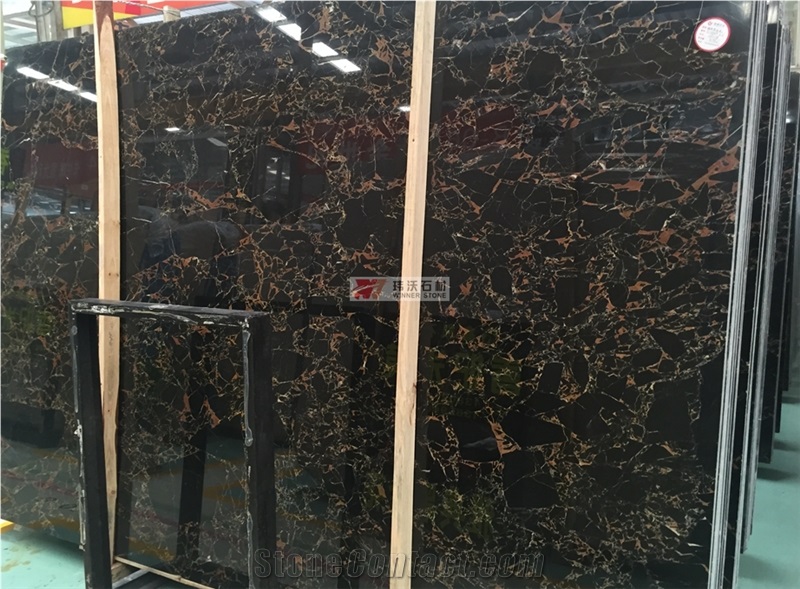 China Black Portoro Marble Black Flooring Tile