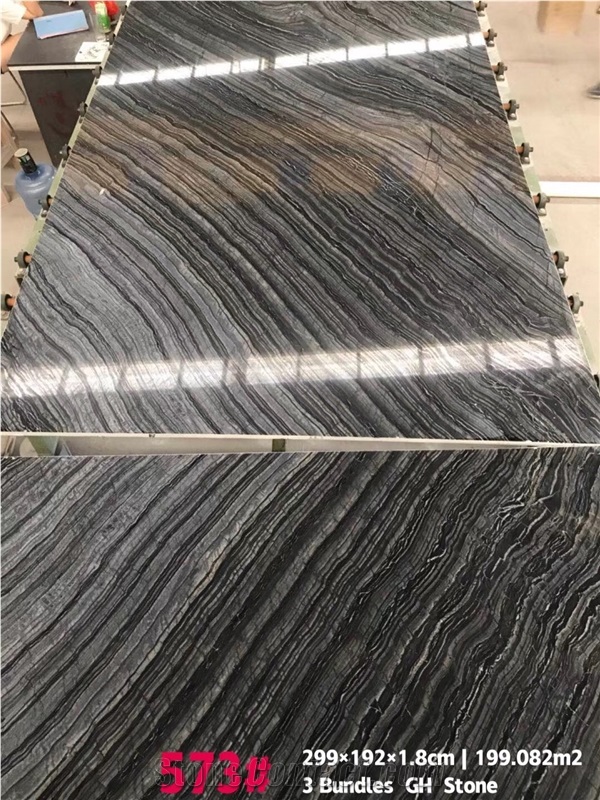 China Black Wooden Marble Bookmatch Wall Tile Slab