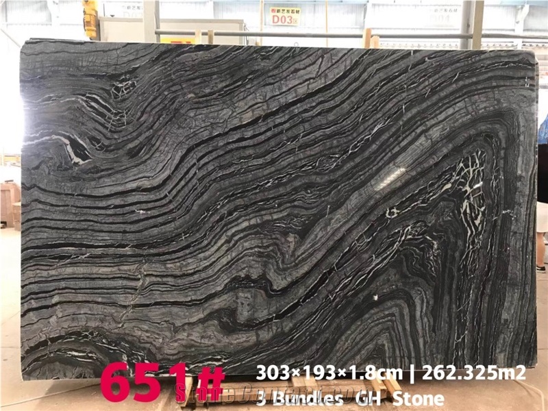 China Black Wooden Marble Bookmatch Wall Tile Slab