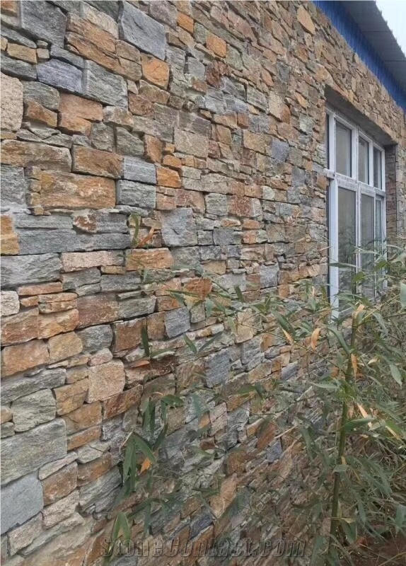 China Rustic Yellow Slate Exterior Cultured Stone