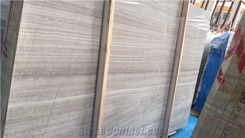 China Serpeggiante Marble White Wood Slabs