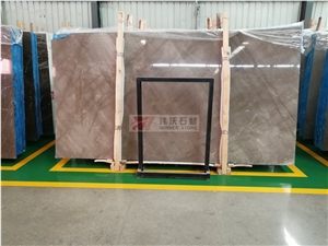 China Soft Brown Color Coffer Silk Marble Slabs
