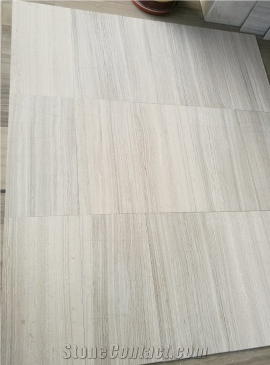 China White Wooden Marble Slab Tile Flooring