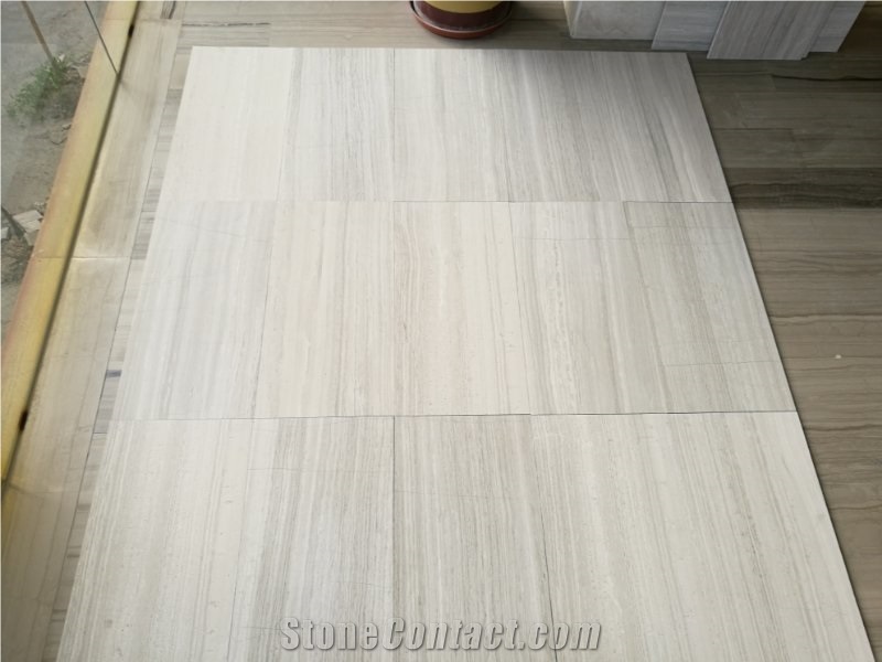 China White Wooden Marble Slab Tile Flooring