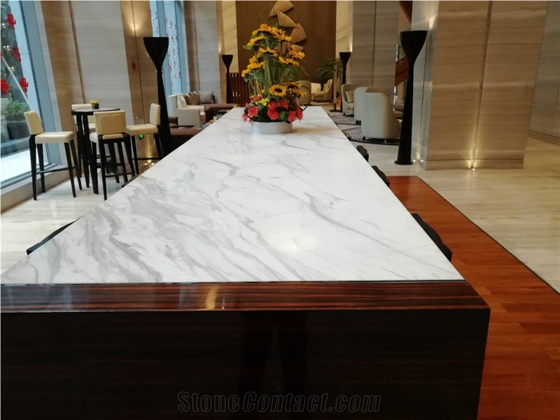 Commercial Register Volakas White Marble Desk Top