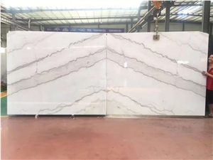 Diagonal Vein Guangxi White Marble Slabs Tiles