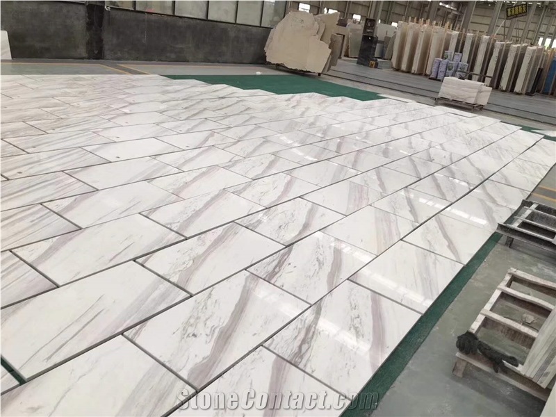 Diagonal Vein Volakas White Marble Tiles and Slabs