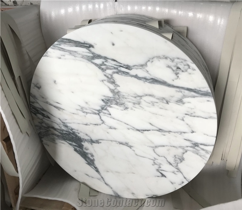 Honed Round White Marble Restaurant Counter Tops