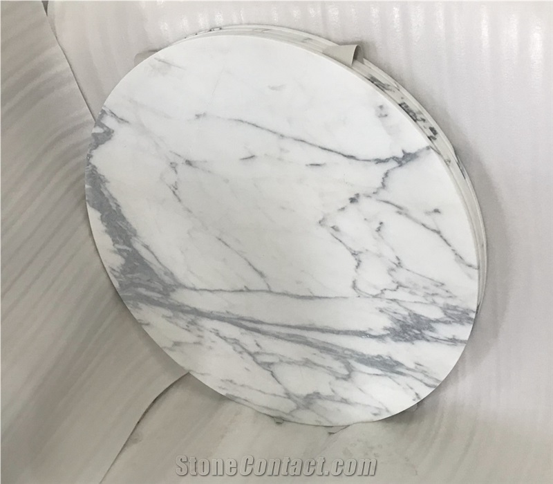 Honed Round White Marble Restaurant Counter Tops