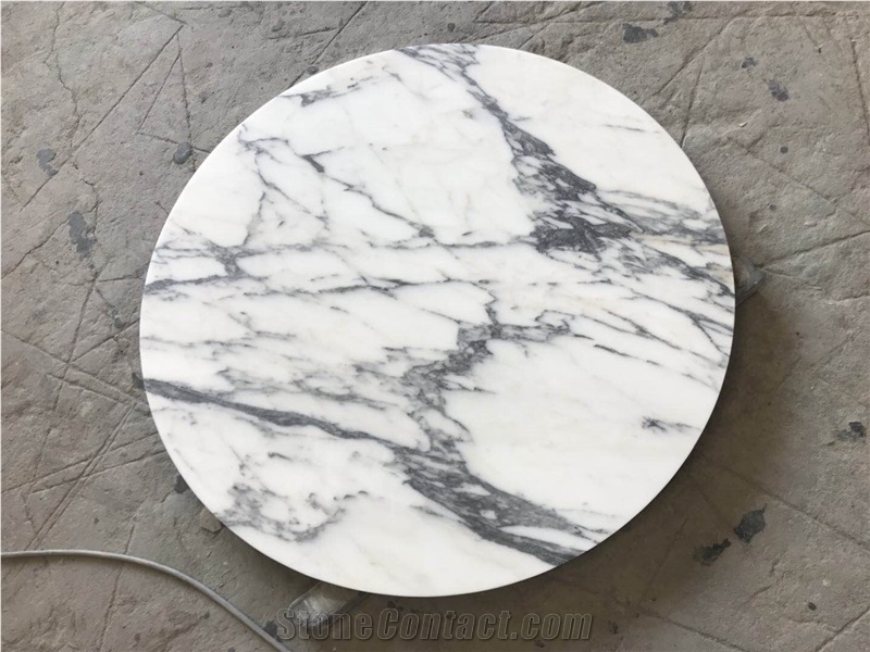 Honed Surface Arabescato White Marble Table Tops