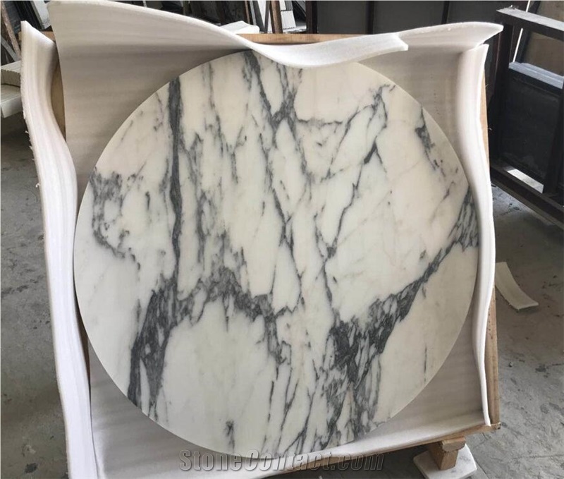 Honed Surface Arabescato White Marble Table Tops