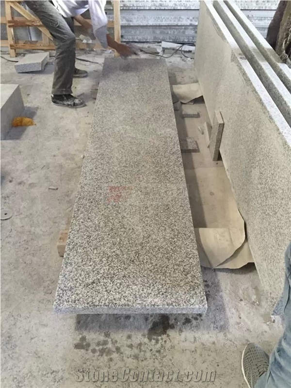 Padang Light Granite Step Treads and Stair Riser