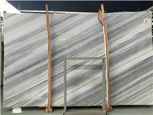 Polish Book Match Diagonal Vein Gray Marble Slabs