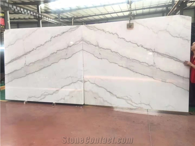 Polished Book Matched China Carrara Marble Pattern