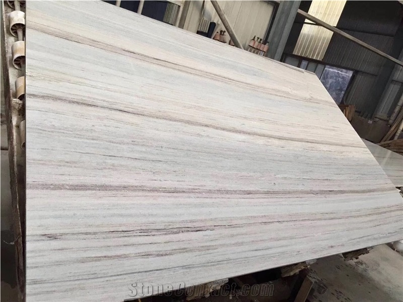 Polished Finished Crystal White Wood Marble Slab