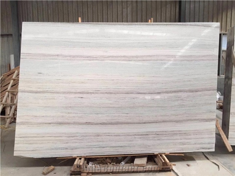 Polished Finished Crystal White Wood Marble Slab
