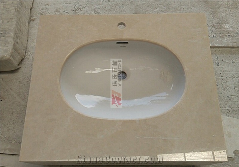 Polished Light Beige Marble Bathroom Vanity Top
