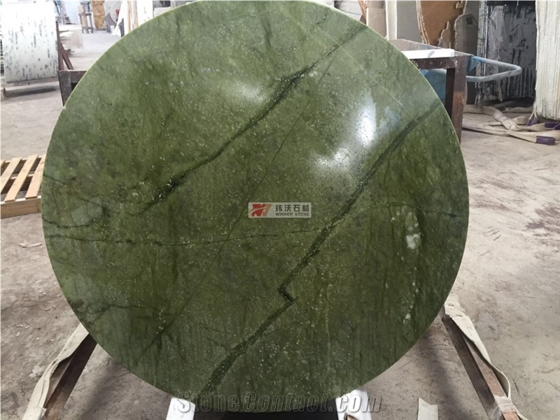 Polished Ming Green Marble Round Table Tops