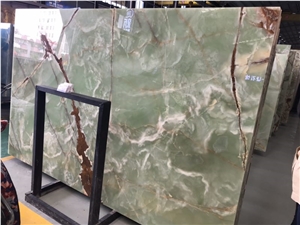 Pure Green Onyx for Lighting Stone Wall Tiles