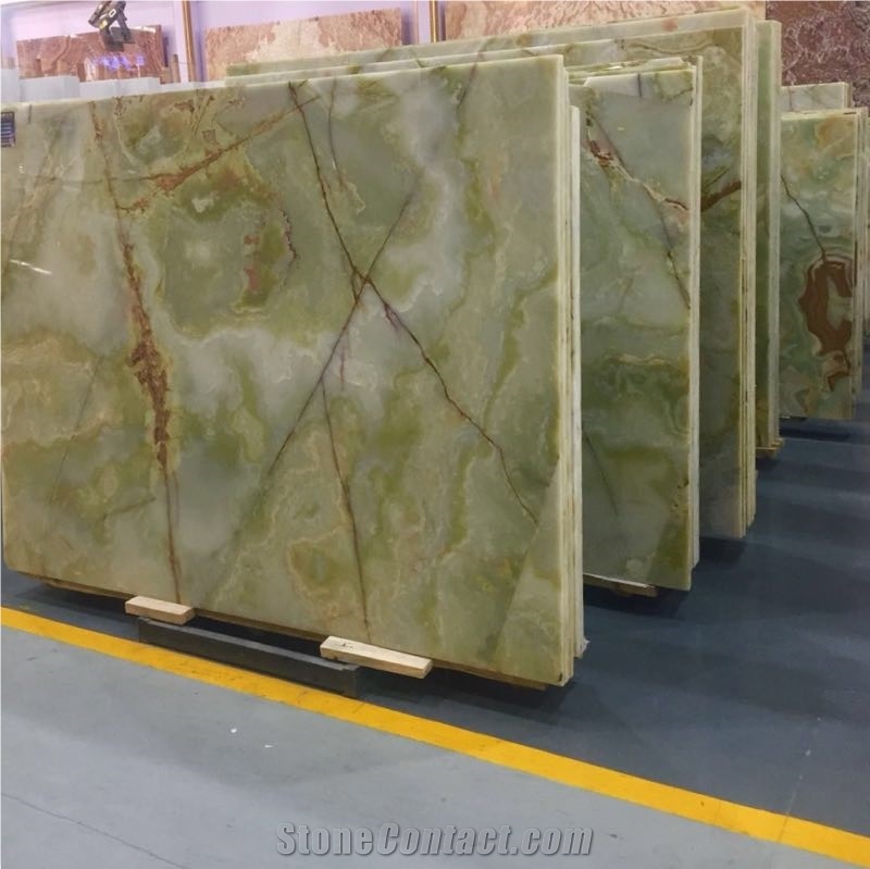 Pure Green Onyx for Lighting Stone Wall Tiles